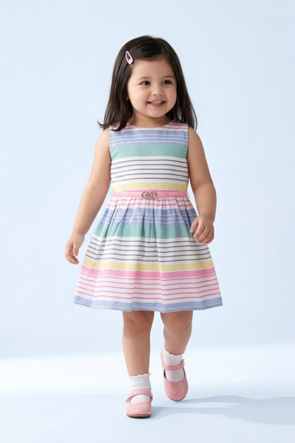 green emerald velvet dress Breezy Pastel Striped Fit & Flare Dress F554 – Tiny Girl
