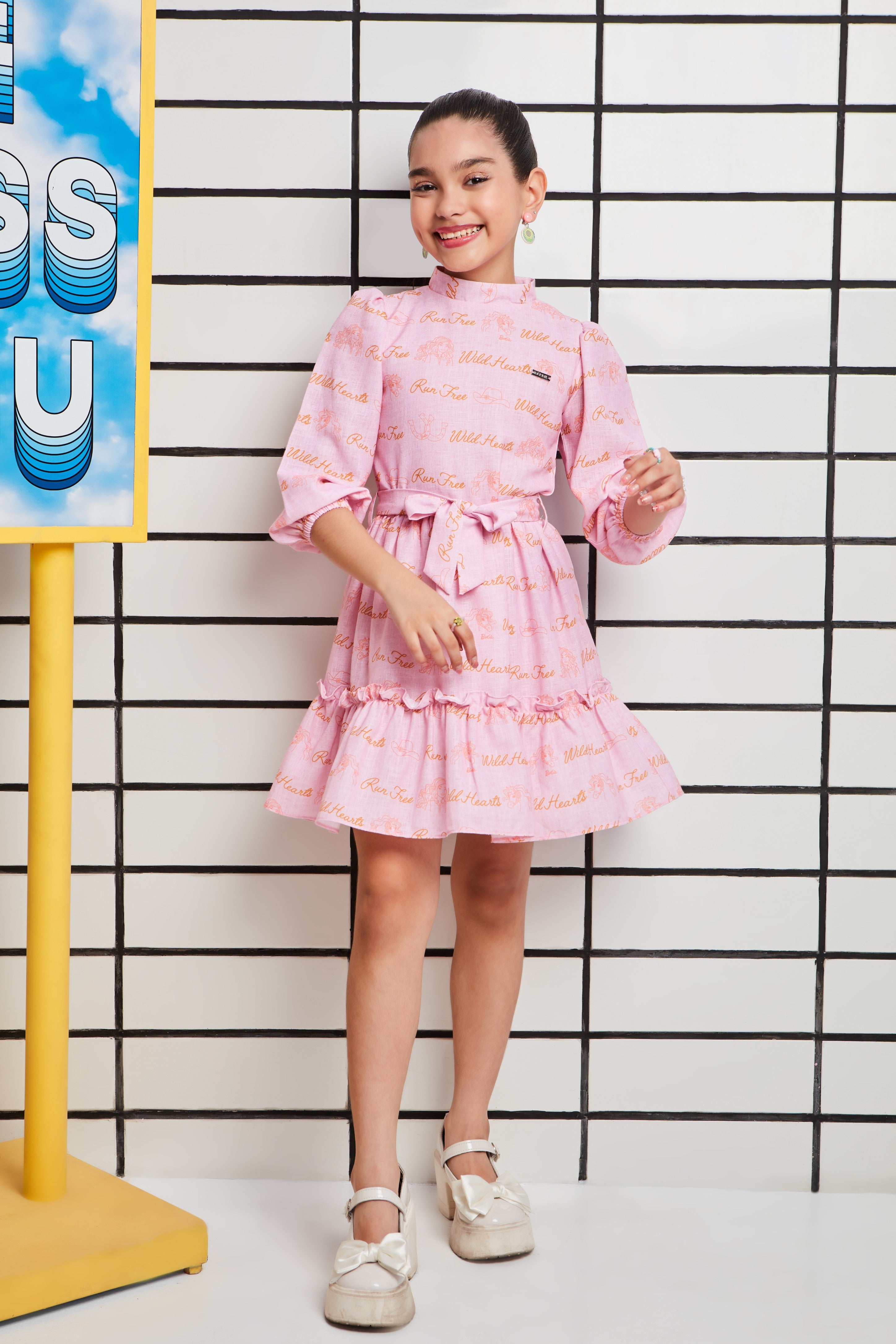 Barbie Linen Dress Girls Stylish Party Dress India Kids