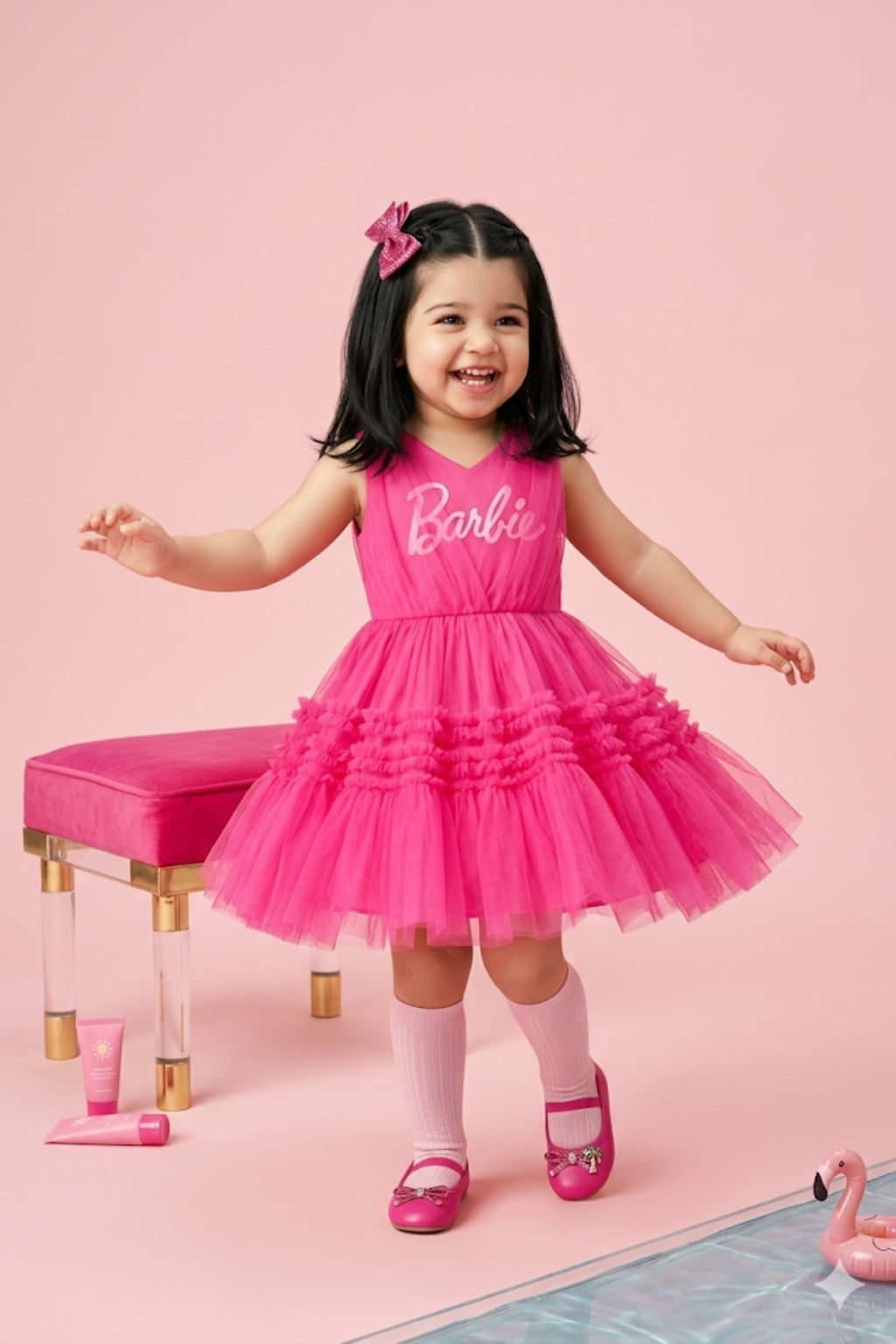 Barbie Tutu Dress Barbie Outfits For Toddlers Personalized Barbie Inspired Birthday Outfit, Custom Sequin Top Pink