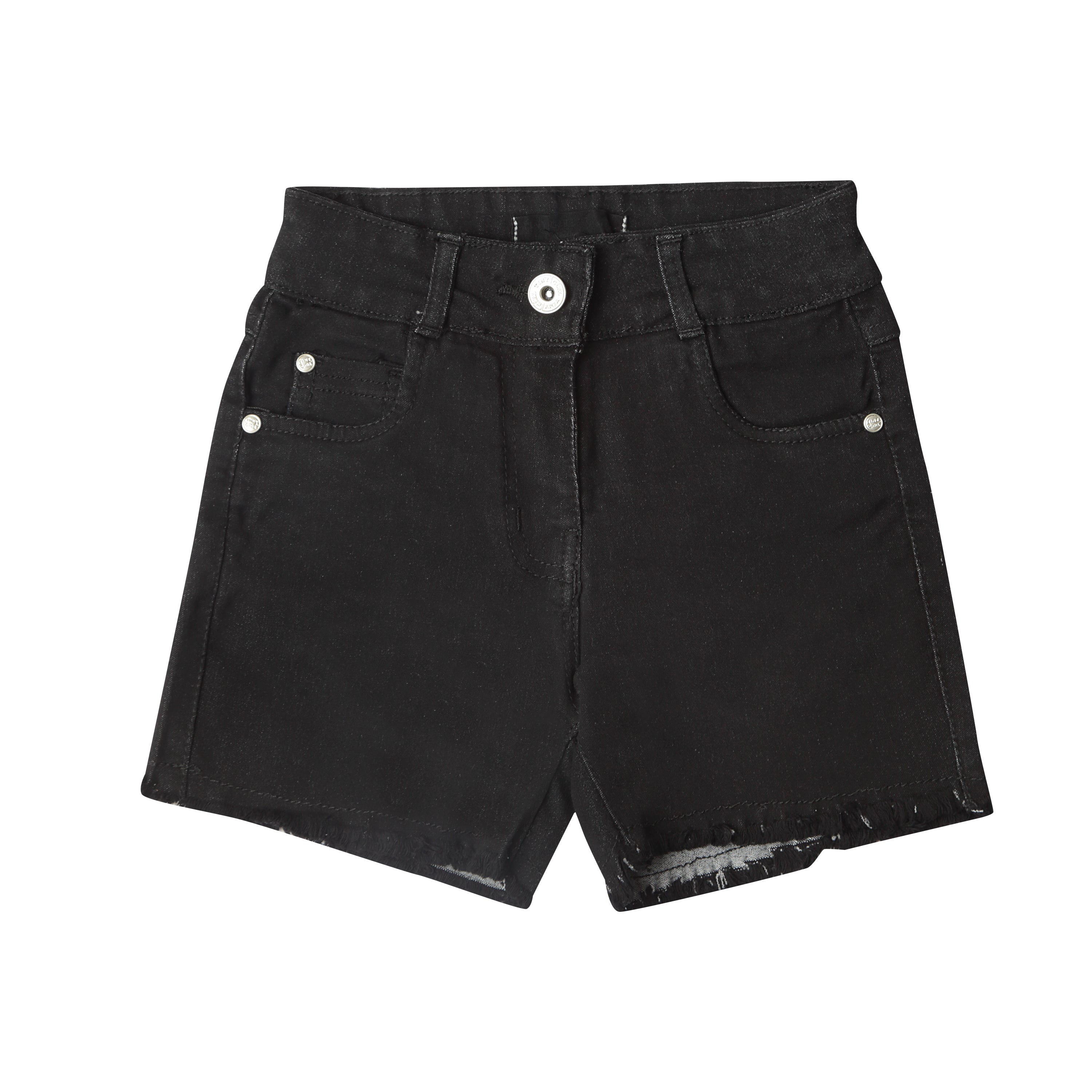 Tiny Girl Woven Cotton Black Short With Pocket - Main Image