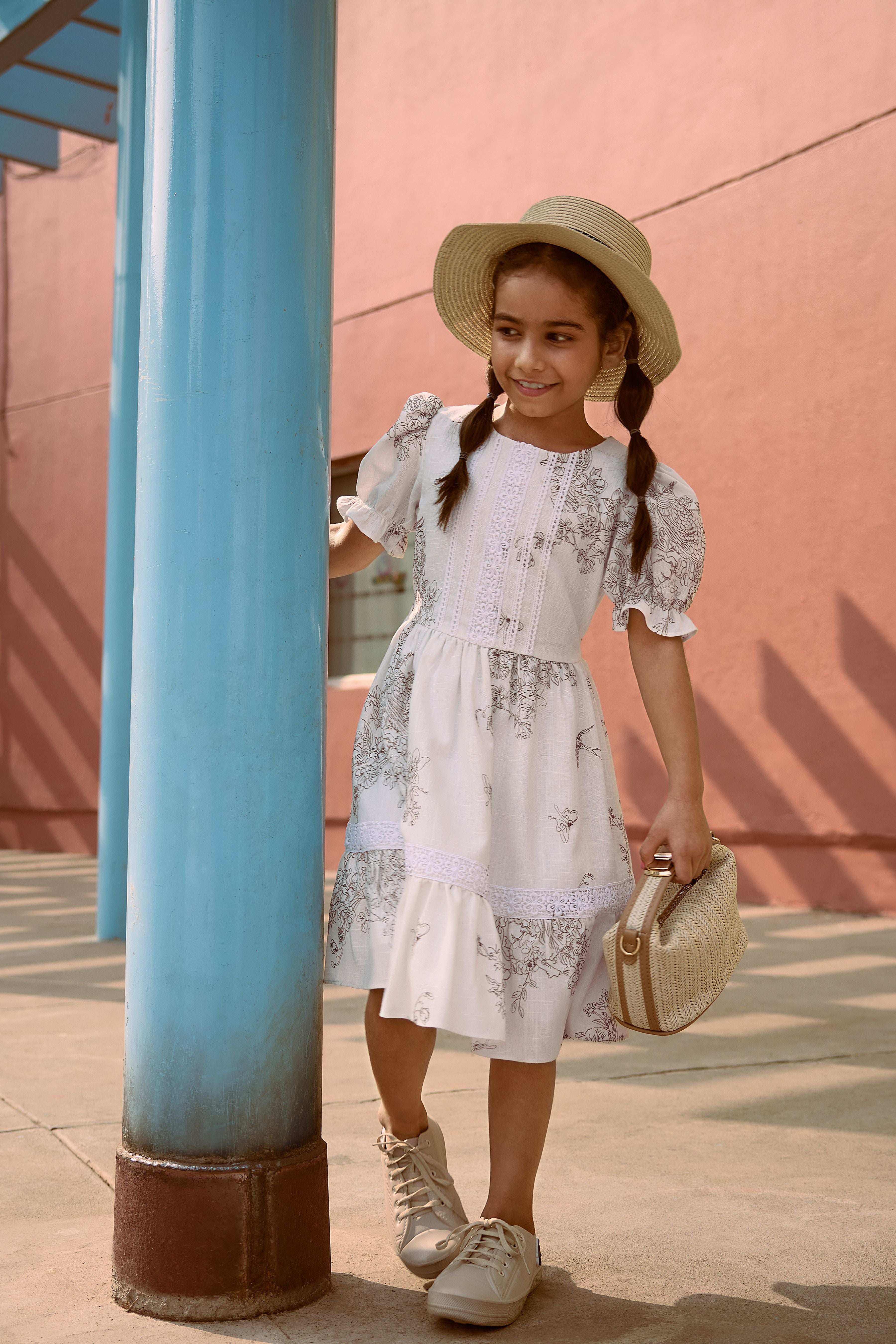 Buy Girls White Floral Summer Dress