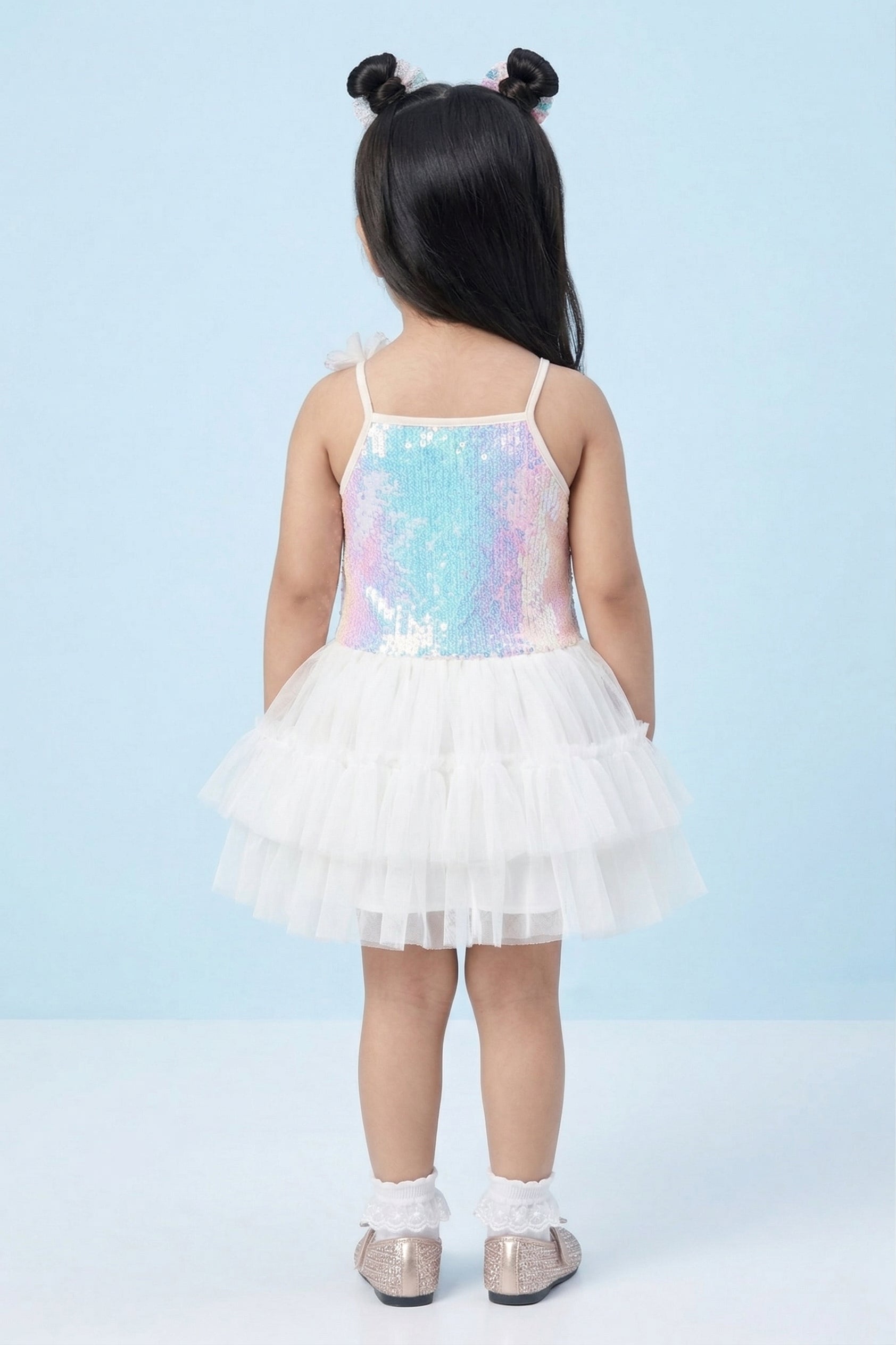 Girls Sequin Feather Hem Party Dress TSM30568