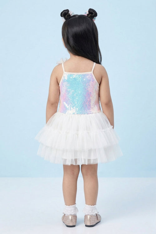 Girls Sequin Feather Hem Party Dress TSM30568