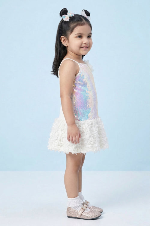 Girls Sequin Feather Hem Party Dress TSM30568