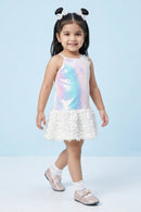 Girls Sequin Feather Hem Party Dress TSM30568