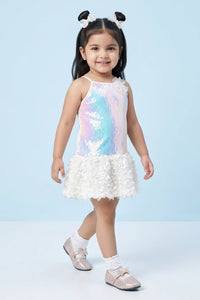Girls Sequin Feather Hem Party Dress TSM30568
