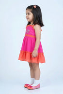Girls Hot Pink & Coral Ruffle Hem Dress TSM30578