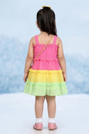 Girls Pink & Pastel Tiered Ruffle Dress TSM30576