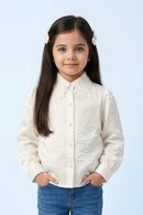 Off-White Satin Top with Lace Collar TG6450