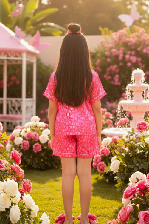 Barbie Pink Printed Satin Nightwear Set BANS0007
