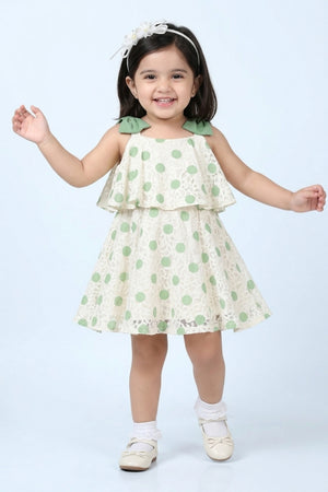 Sea Green Polka Dot Layered Dress TSM30419