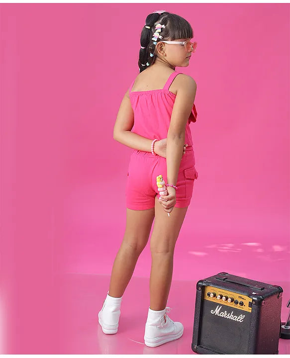 Hot Pink Bow Co-ord Set for Girls – Party Wear