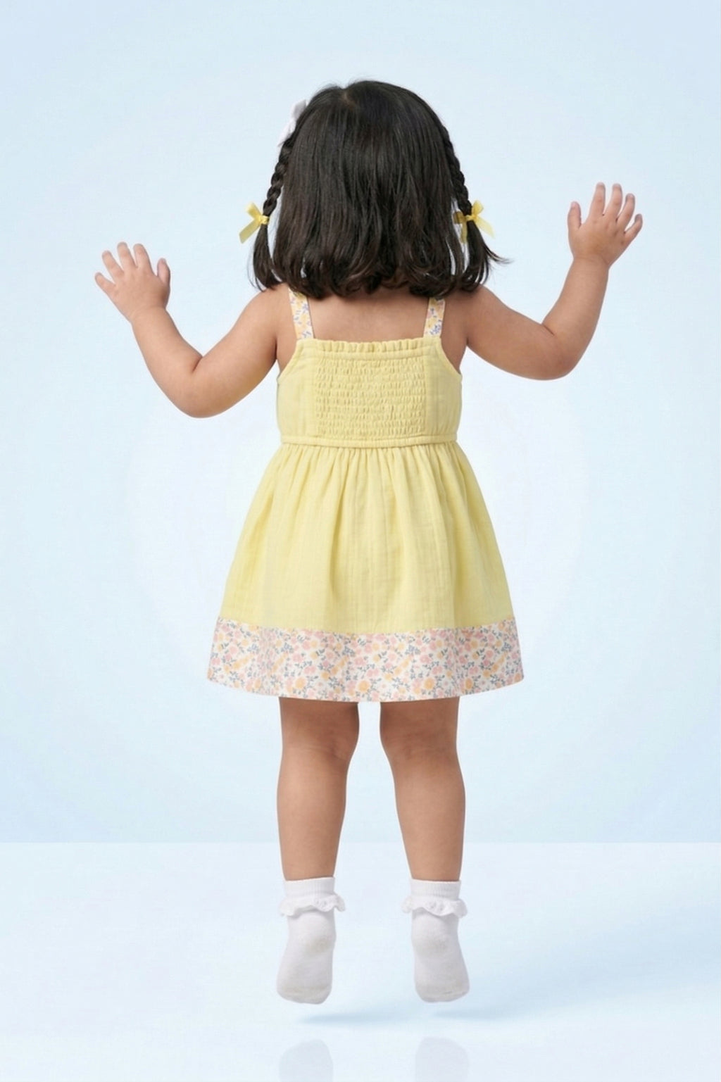 Sunshine Yellow Floral Hem Dress TSM30434