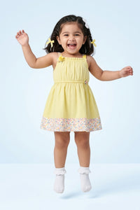 Sunshine Yellow Floral Hem Dress TSM30434