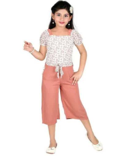 Peach Coord Jumpsuit – Dual Fabric Design