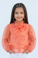 Orange Organza Floral Bow Top TG6530