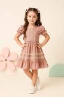 Dusty Pink Lace Party Dress for Girls