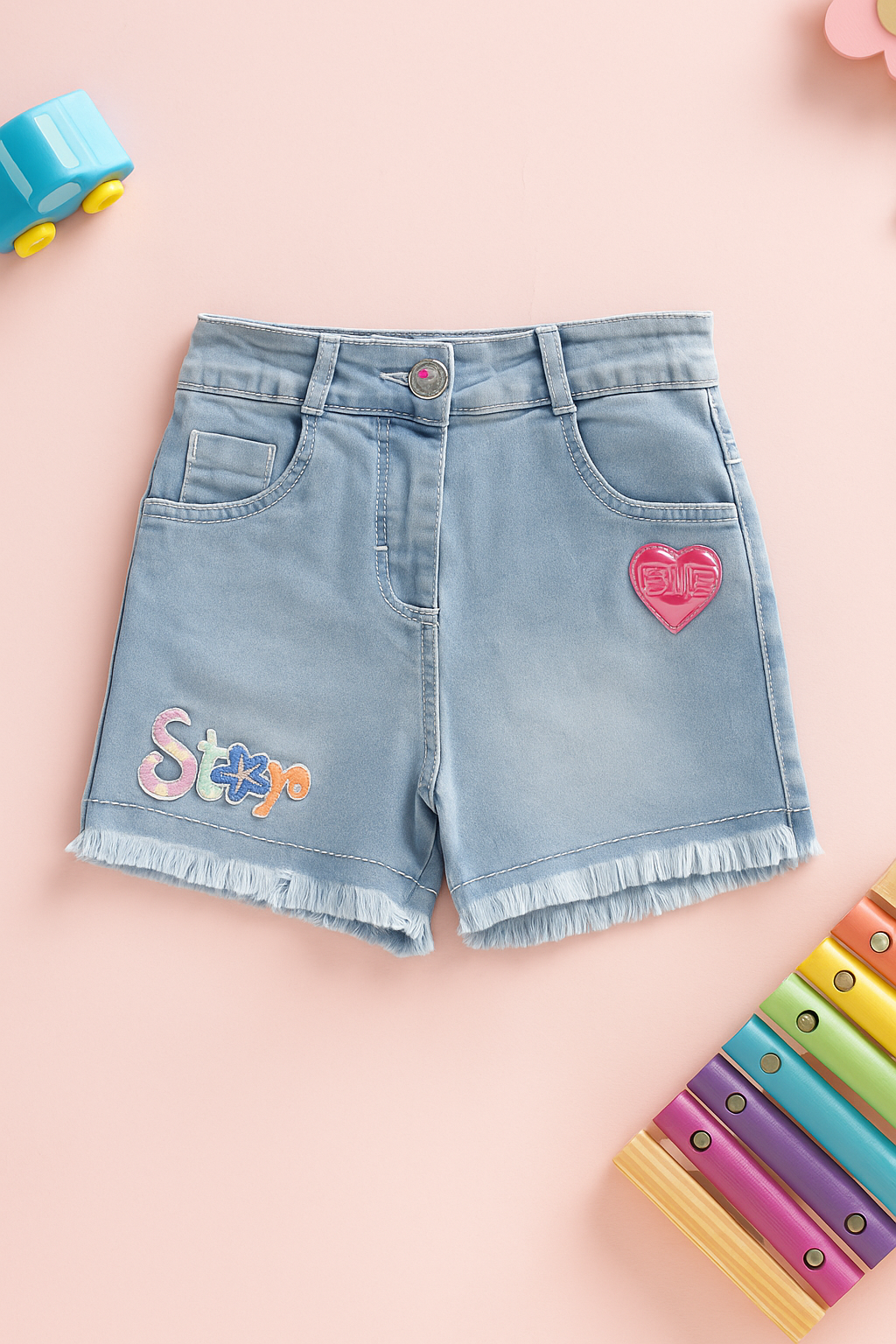 Light Blue Washed Denim Shorts H935