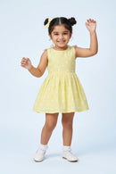 Girls Lemon Yellow Polka Dot Summer Dress TSM30408