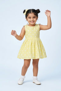 Girls Lemon Yellow Polka Dot Summer Dress TSM30408
