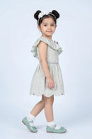Girls Mint Floral One-Shoulder Ruffle Dress TSM30405