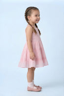 Girls Pink Lace Tier Party Dress TSM30450
