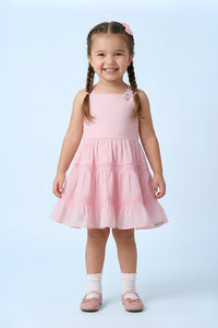 Girls Pink Lace Tier Party Dress TSM30450