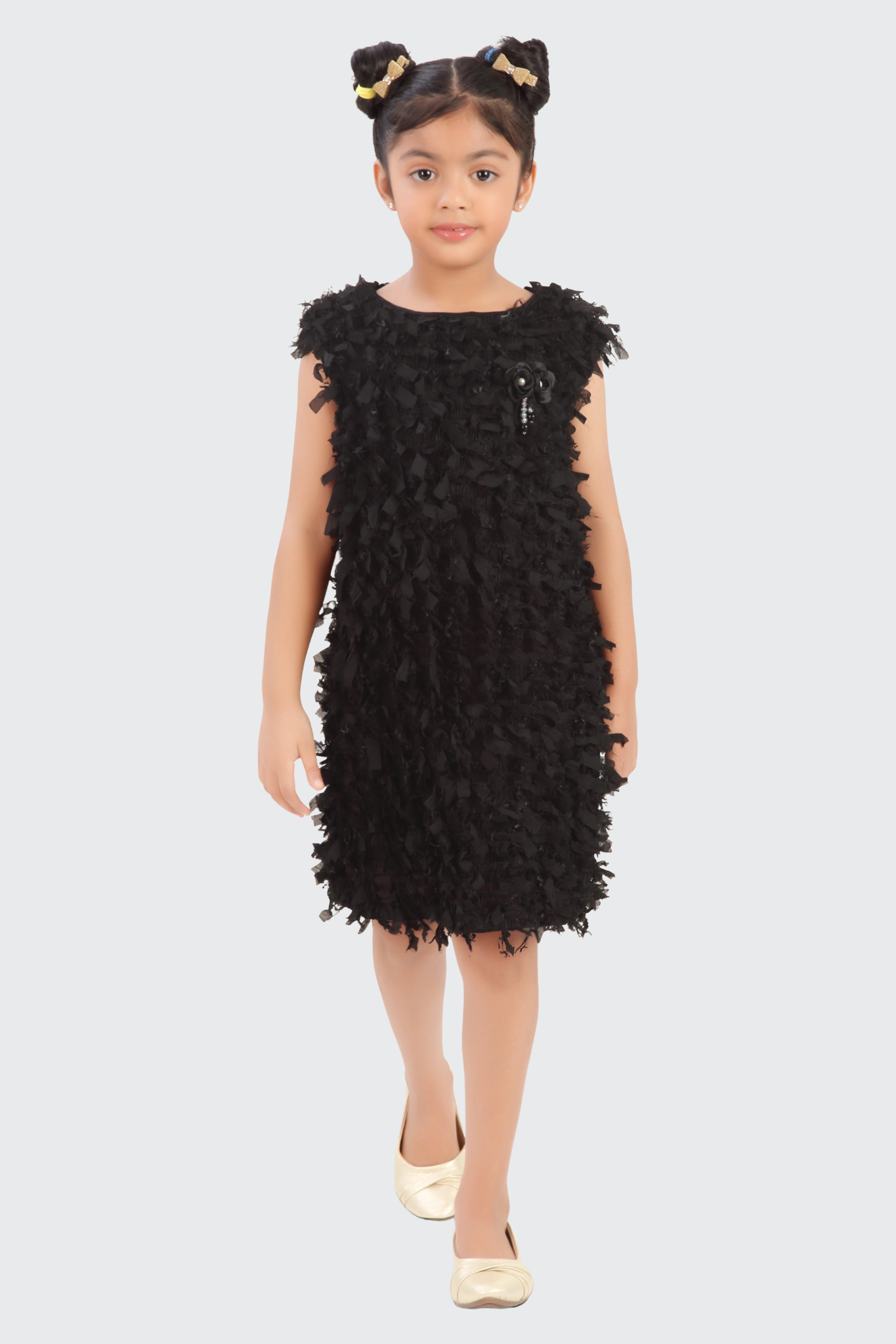 Midnight Petal Textured Dress M2405