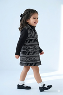 Black Geometric Jacket Dress with Inner Top TSPN30103