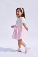 Pink Striped Bow Detail Cotton Dress TSF10048