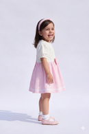 Pink Striped Bow Detail Cotton Dress TSF10048