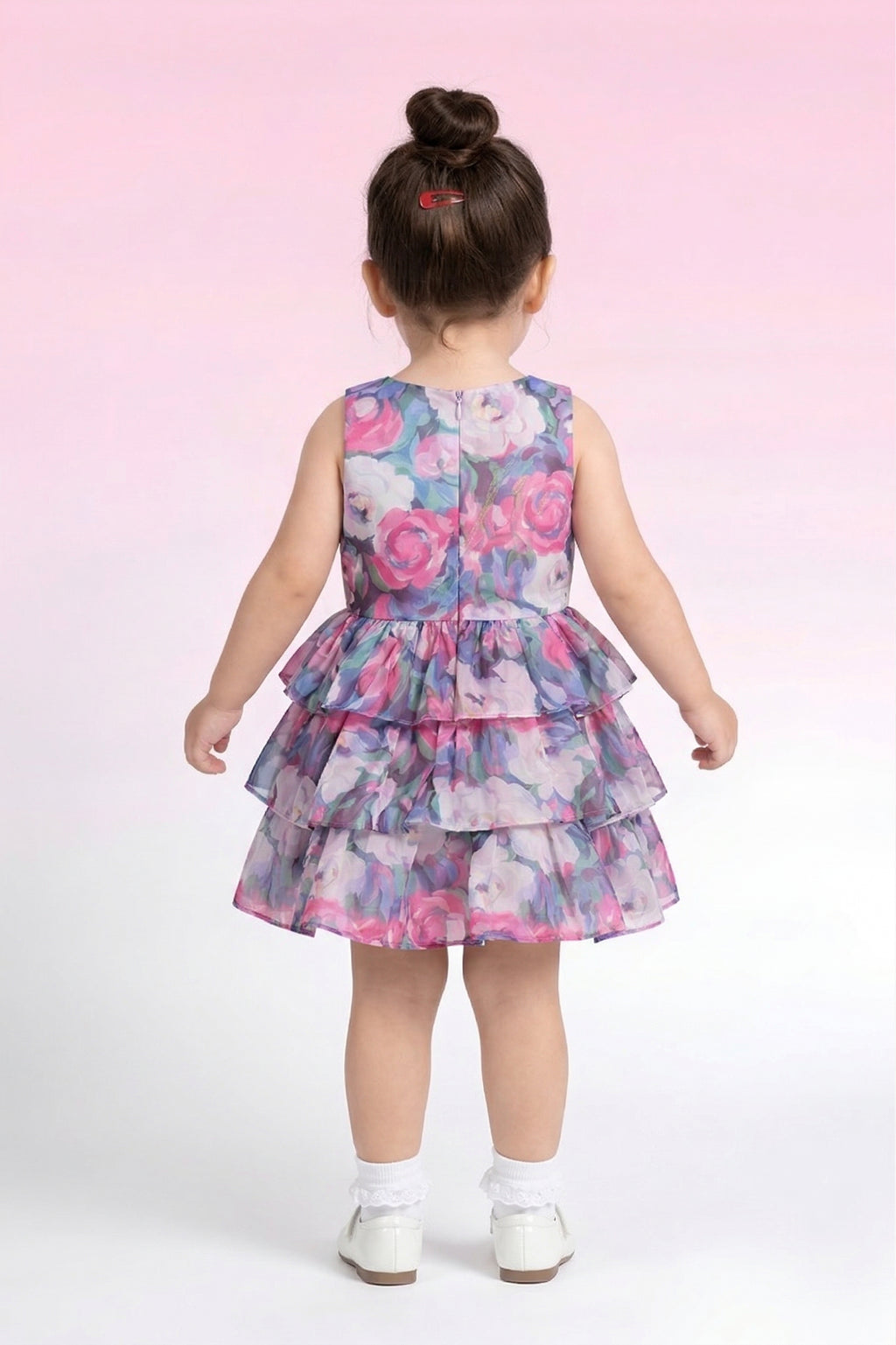 Blue Floral Layered Party Frock TSF10062