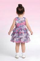 Blue Floral Layered Party Frock TSF10062