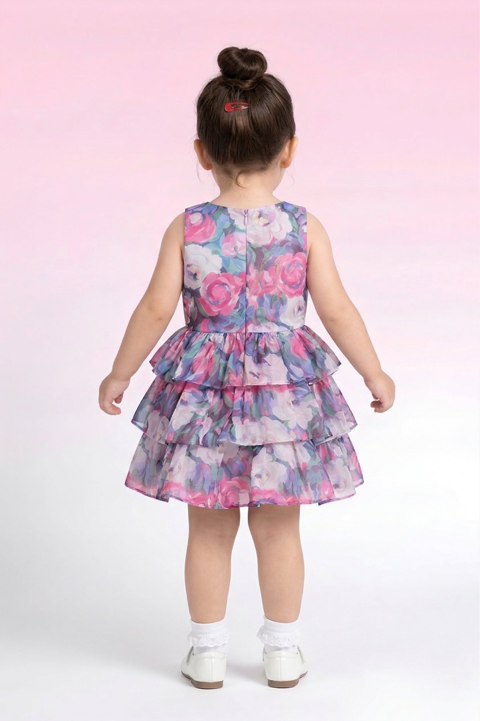 Blue Floral Layered Party Frock TSF10062