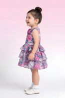Blue Floral Layered Party Frock TSF10062