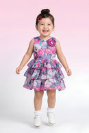 Blue Floral Layered Party Frock TSF10062