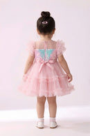 Peach Sequin Tulle Party Frock TSF10066