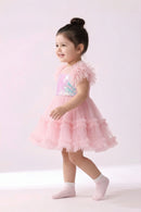 Peach Sequin Tulle Party Frock TSF10066