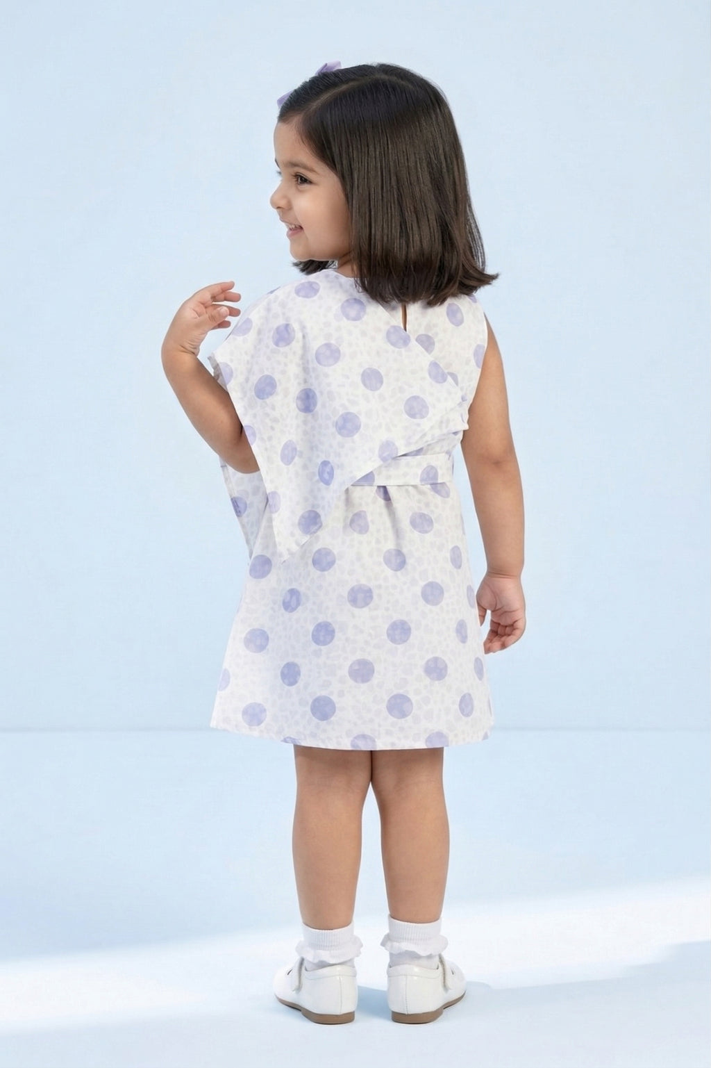 Girls Blue Polka Dot Statement Dress TSM30452