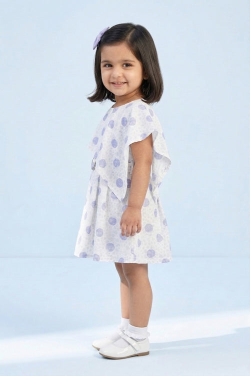 Girls Blue Polka Dot Statement Dress TSM30452