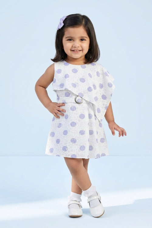 Girls Blue Polka Dot Statement Dress TSM30452