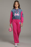 Barbie Girls Hot Pink Denim Hoodie Co-ord Set – Trendy Kids Wear