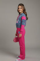 Barbie Girls Hot Pink Denim Hoodie Co-ord Set – Trendy Kids Wear