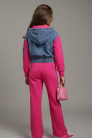 Barbie Girls Hot Pink Denim Hoodie Co-ord Set – Trendy Kids Wear
