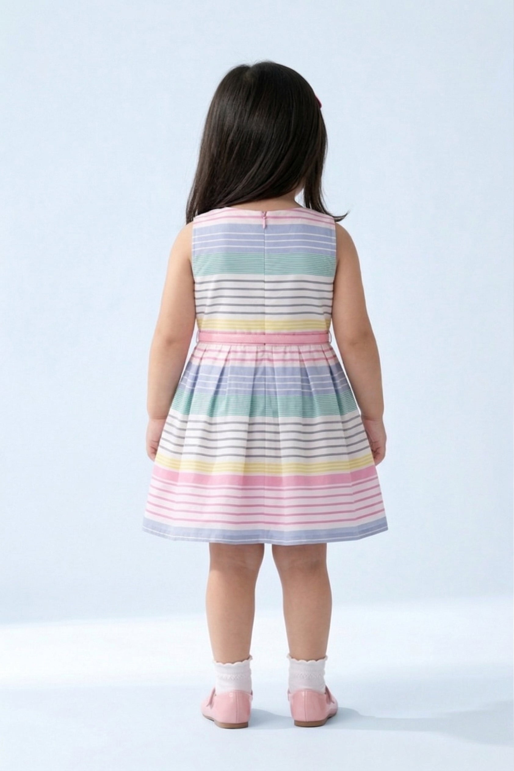 Breezy Pastel Striped Fit & Flare Dress F554 – Tiny Girl