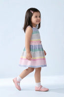 Breezy Pastel Striped Fit & Flare Dress F554
