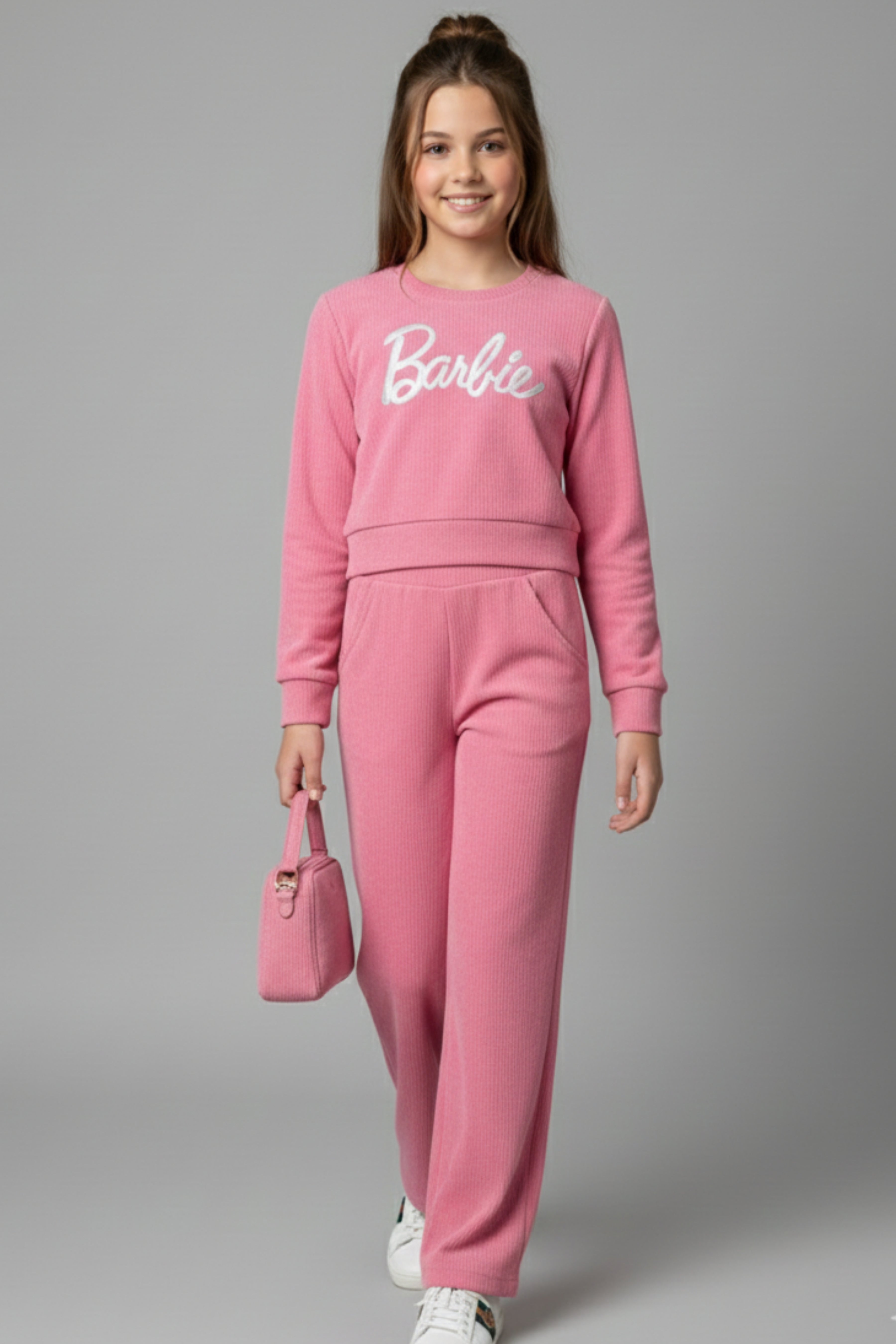 Barbie Girls Pink Co-ord Set – Stylish Winter Casual Wear