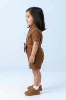 Brown Collared Button-Down Playsuit TSJP30540