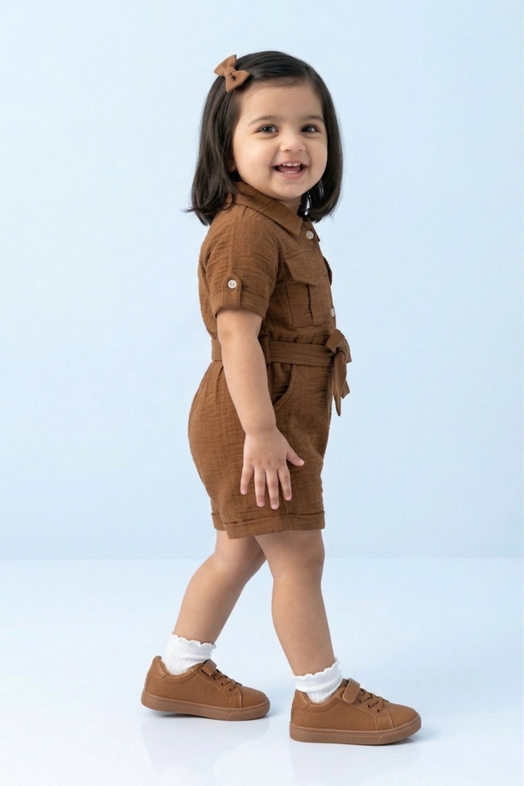 Brown Collared Button-Down Playsuit TSJP30540