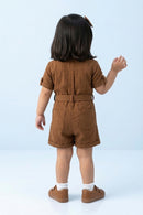 Brown Collared Button-Down Playsuit TSJP30540